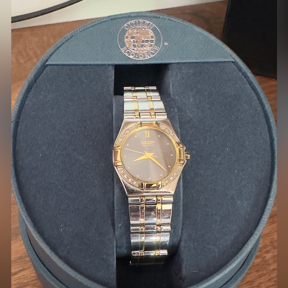 Citizen ECO-Dive Two-Tone Gold and Silver Watch with diamonds on the bezel